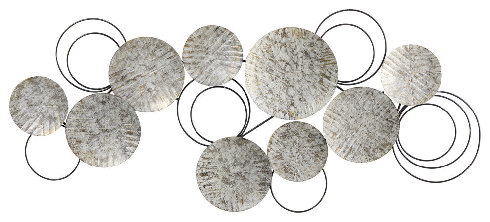 Nearly Natural 7068 4.5x2 Galvanized Embossed Metal Discs Wall Art Decor