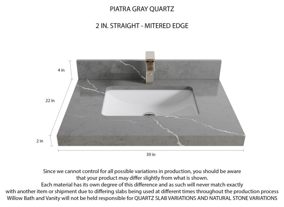 Aberdeen 30 Single Sink Bath Vanity in Coventry Gray 2" Piatra Gray