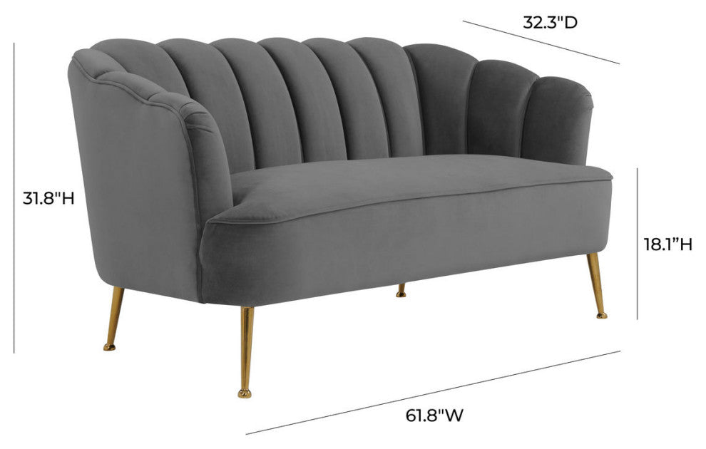 TOV Furniture Daisy Grey Velvet Settee