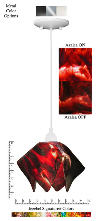 Small Jezebel Signature Flame Pendant, Azalea, White Base