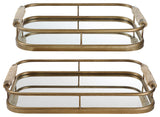 Uttermost 18014 Rosea Brushed Gold Trays, Set of 2
