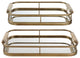 Uttermost 18014 Rosea Brushed Gold Trays, Set of 2