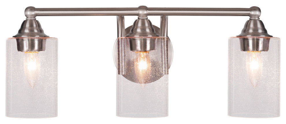 Paramount 3-Light Bath Bar, Brushed Nickel, 4" Clear Bubble