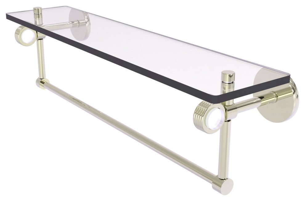 Clearview 22" Glass Shelf and Towel Bar and Groovy Accents, Polished Nickel