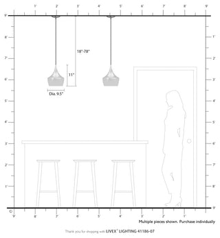 Waldorf 1-Light Bronze Pendant, Antique Brass Accents