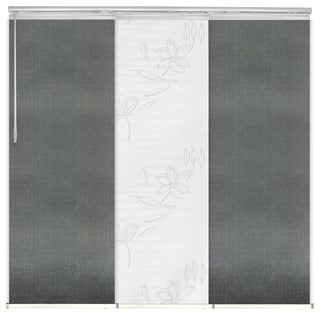 Flourishing White-Stormy 3-Panel Track Extendable Vertical Blinds 36-66"x94"
