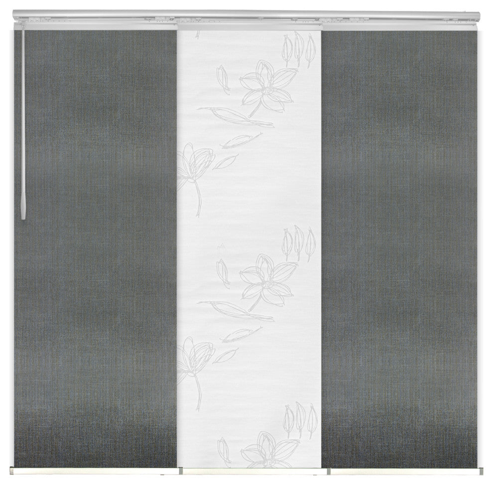 Flourishing White-Stormy 3-Panel Track Extendable Vertical Blinds 36-66"x94"