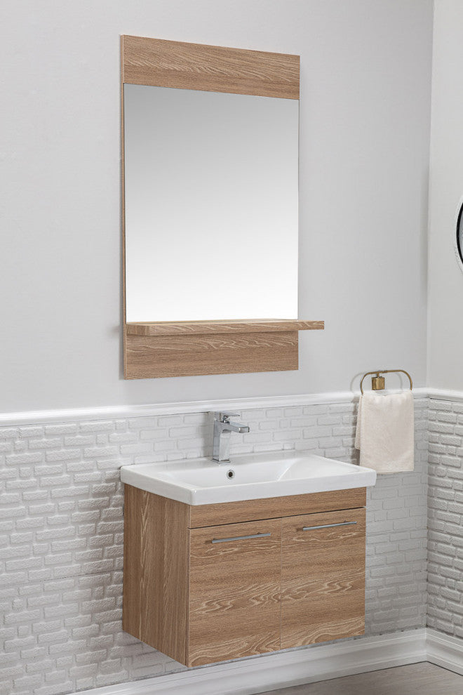 Elio Collection Fawn Bathroom Vanity With Sink, Mirror, Countertop, 28