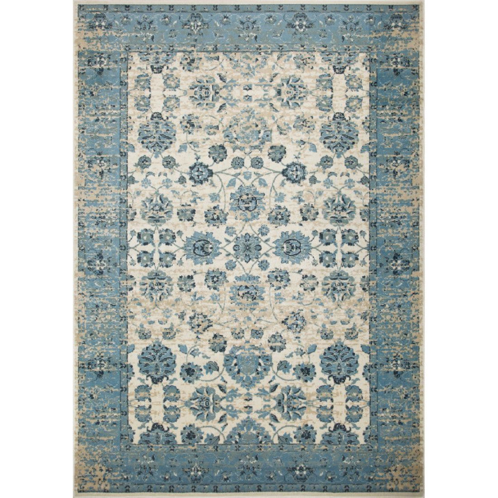 KAS Heritage 9367 Ivory/Blue Elegance Area Rug, 7'7" x10'10"