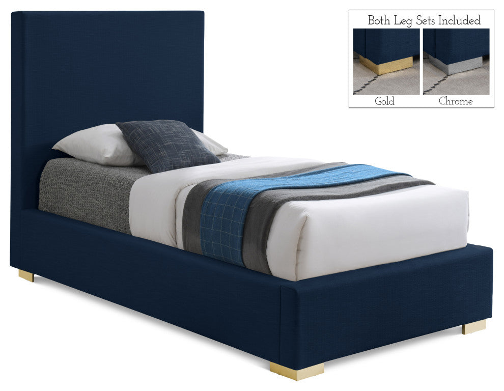 Crosby Linen Upholstered Bed, Navy, Twin