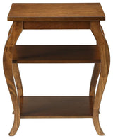 End Table with 2 Lower Shelves, Walnut