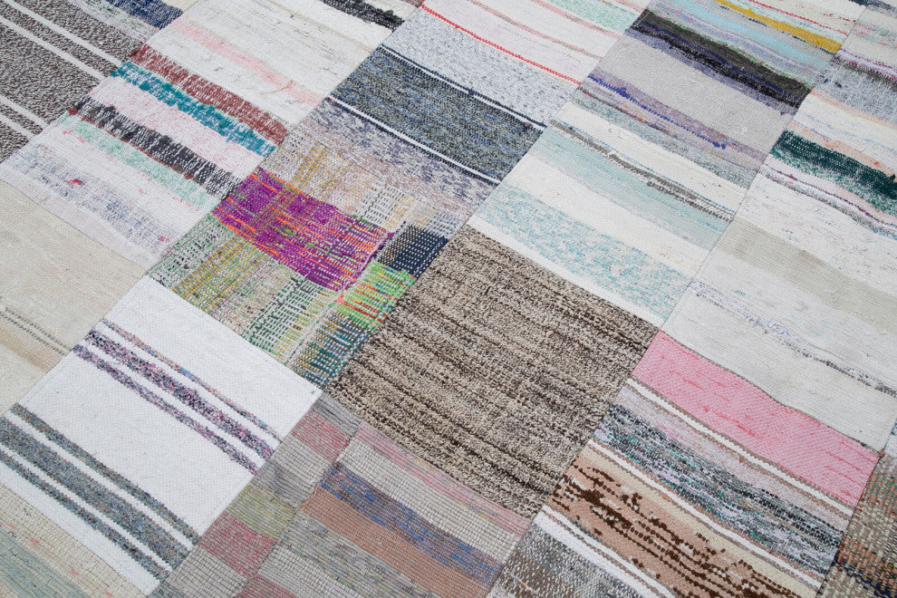 Rug N Carpet - Handmade Oriental 9' 11'' x 13' 2'' Vintage Patchwork Kilim Rug