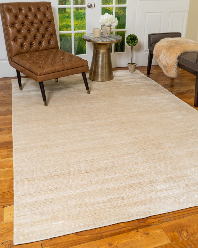 Manning Hand-Loomed Viscose Contemporary Area Rug Carpet, Beige, 8' X 10'