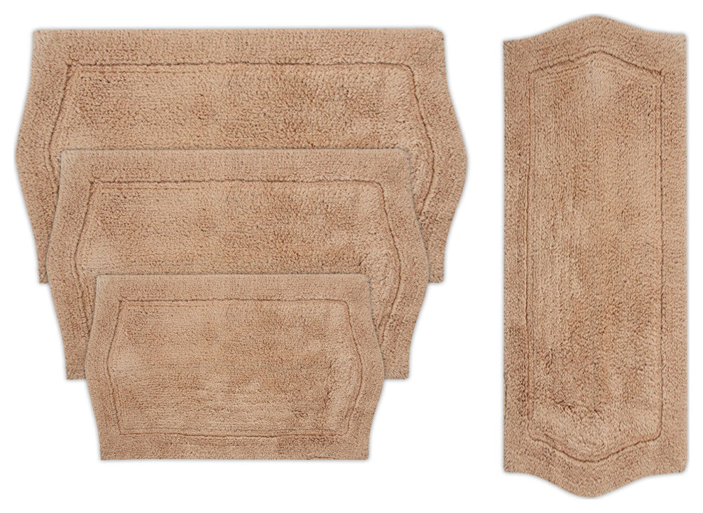 Waterford Collection Tufted Bath Rug, 4-Piece Set With Runner, Linen
