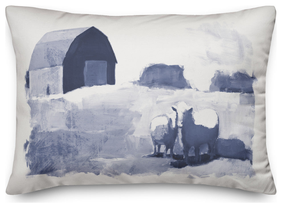 Navy Barn and Animals 14x20 Spun Poly Pillow