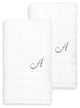 Denzi Hand Towels With Monogrammed Letter, Set of 2, A