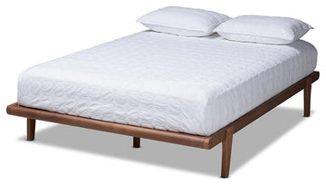Kaia Mid-Century Modern Walnut Brown Finished Wood King Size Platform Bed Frame