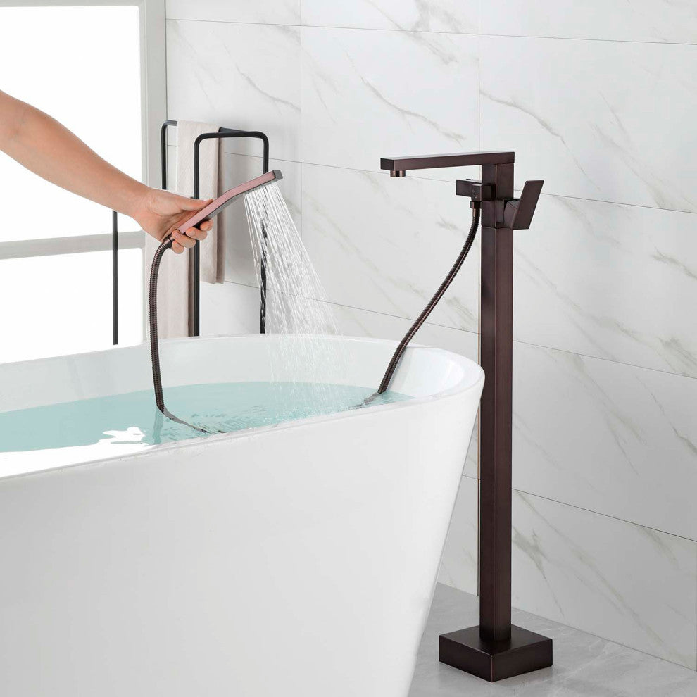 Givingtree Single Handle Floor Mounted Freestanding Tub Filler,Brown