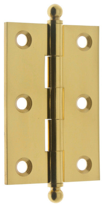 Genuine Solid Brass 3" x 2" Cabinet Hinges, Polished Brass, Pair