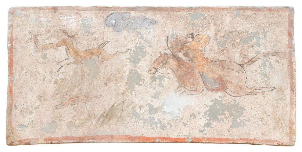 Hand-painted Hunting Scene Liao Dynasty Style Mural Tile