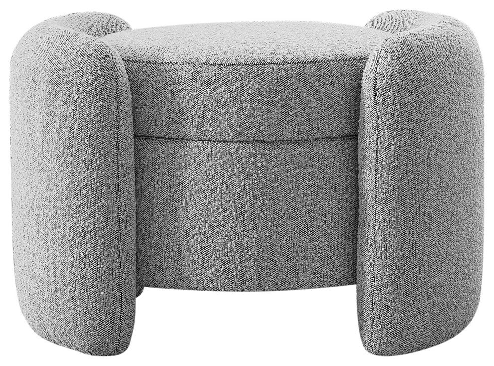 Horizon Boucle Fabric Upholstered Ottoman, Grey