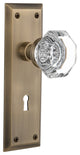 New York Plate Interior Mortise Waldorf Door Knob, Antique Brass