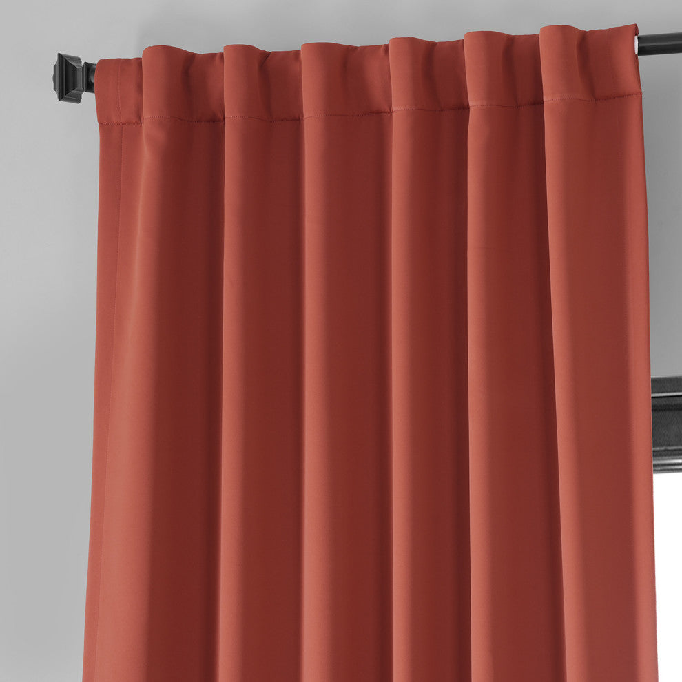 Sunset Orange Performance Woven Blackout Curtain Pair, 50W x 120L