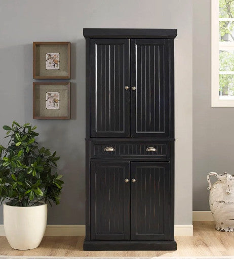 Seaside Kitchen Pantry, Distressed Black Finish
