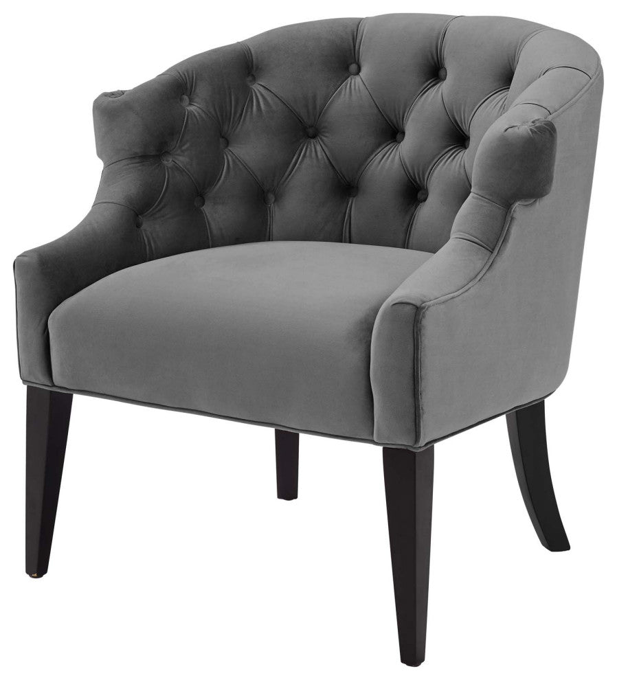 Armchair Accent Chair, Set of 2, Velvet, Gray, Modern, Lounge Hospitality
