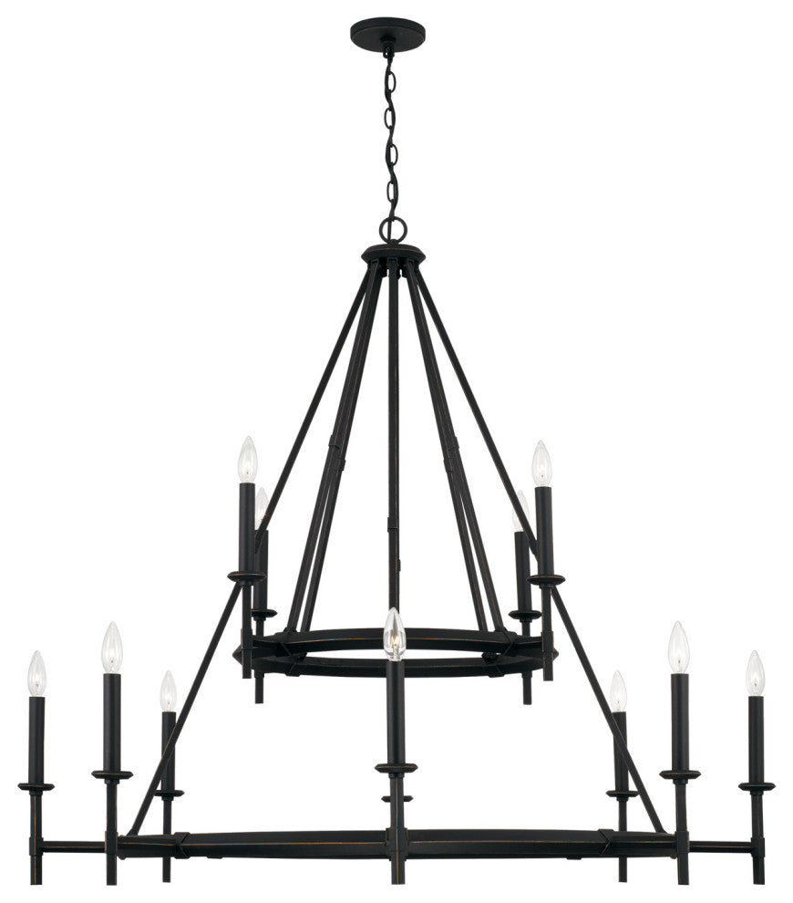 Capital Lighting, 445201IH, 48"Wx44"H 12-Light Two-Tier Chandelier
