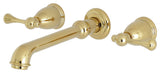Kingston Brass Two-Handle Wall Mount Bathroom Faucet, Polished Brass