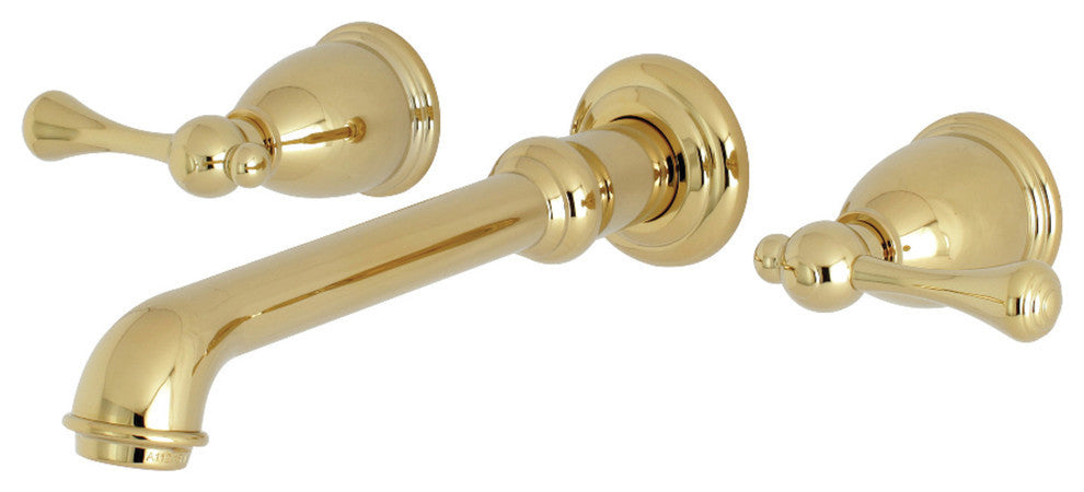 Kingston Brass Two-Handle Wall Mount Bathroom Faucet, Polished Brass
