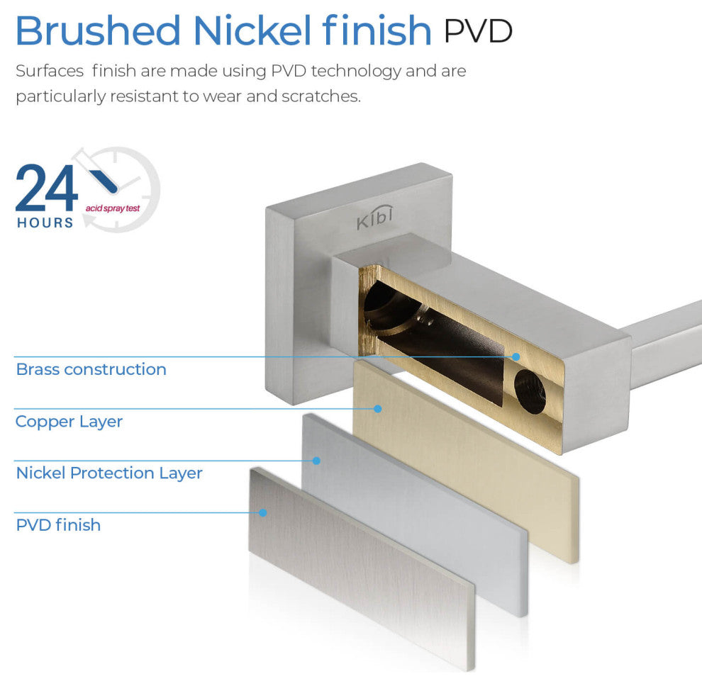 Cube 24" Bathroom Towel Bar KBA1504, Brushed Nickel