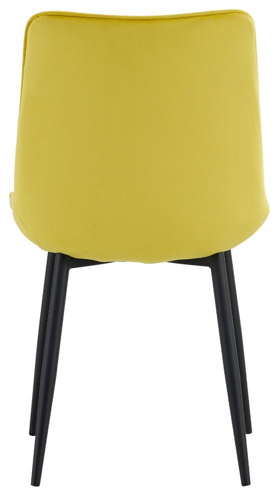 20 in.W Indoor Velvet 4 Dining Chairs with Cushions and Coated Legs, Yellow