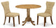 3Pc Dining Set, Kitchen Table, 2 Kitchen Parson Chairs, Brown Seat, Natural