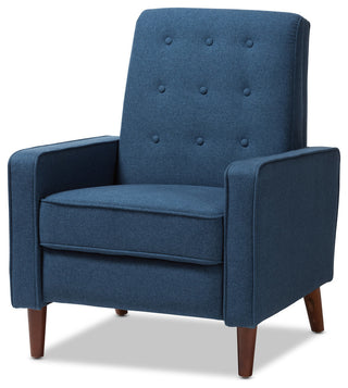 Mathias Mid-Century Modern Blue Fabric Upholstered Lounge Chair