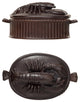 Matte Stoneware Baker With Lobster Design, Brown
