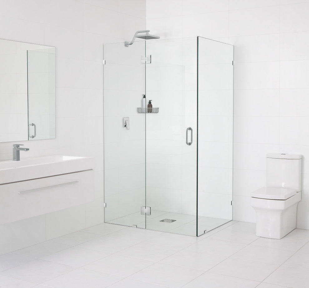78"x35"x40" Frameless 90 Degree Shower Enclosure Glass Hinge, Polished Chrome