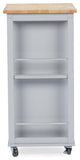 Yonkers Contemporary Light Gray Kitchen Cart With Wood Top