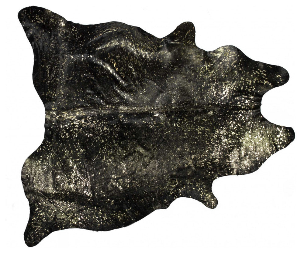 72"x84" Chocolate and Gold Cowhide Area Rug