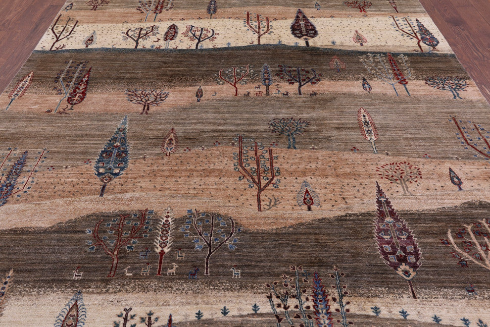 8' 2" X 9' 9" Hand Knotted Persian Gabbeh Tribal Wool Rug Q8105