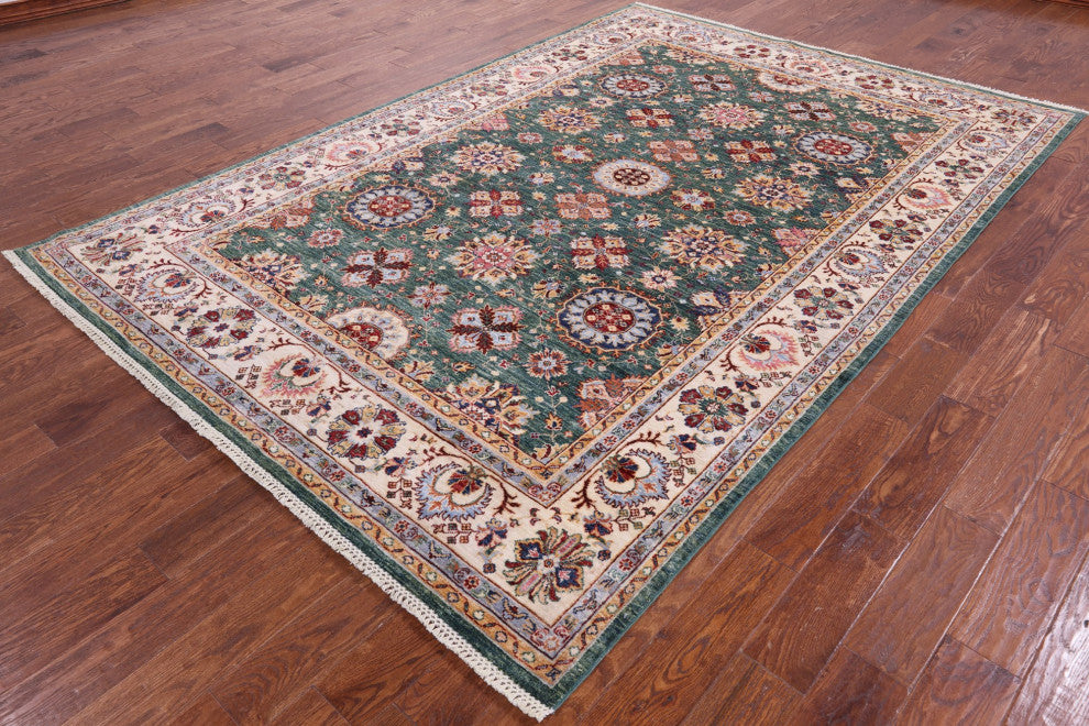 Persian Tabriz Hand-Knotted Wool Rug 7' 0" X 10' 2" Q10004