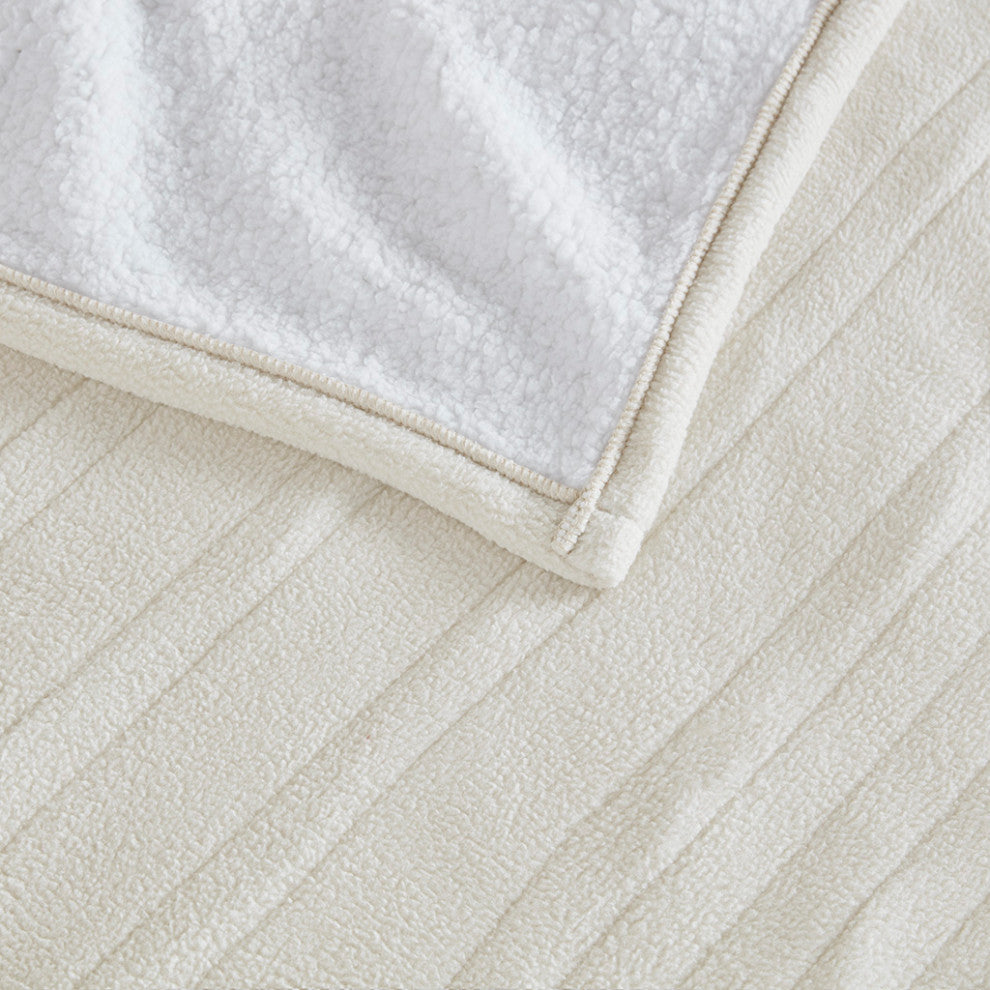 Serta Fleece to Sherpa Heated Fleece and Sherpa Bedding Blanket, White