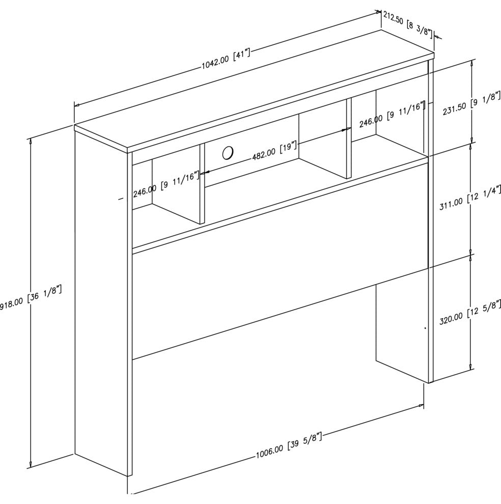 South Shore Litchi Twin Bookcase Headboard, 39'', Pure White
