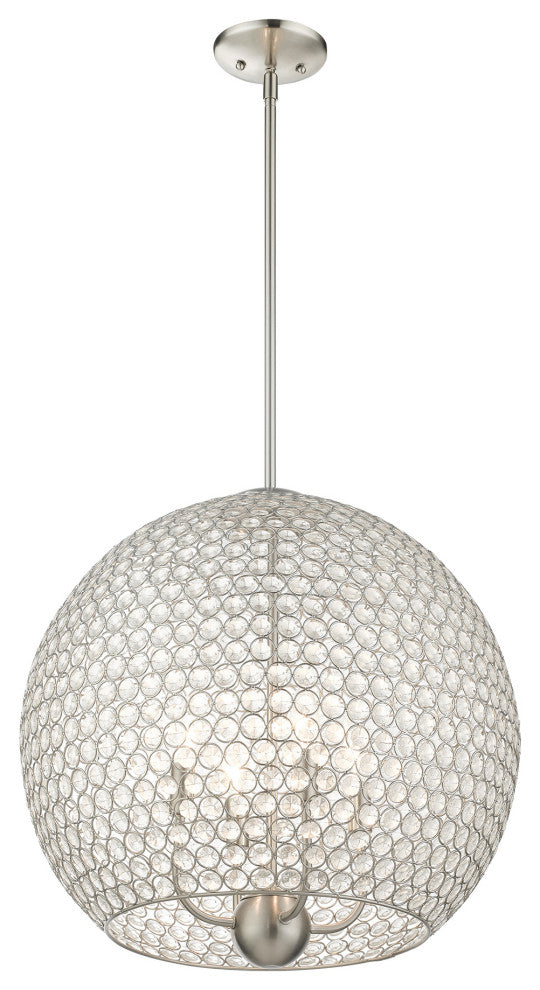 Brushed Nickel Casual, Sparkling, Shimmery, Transitional, Pendant