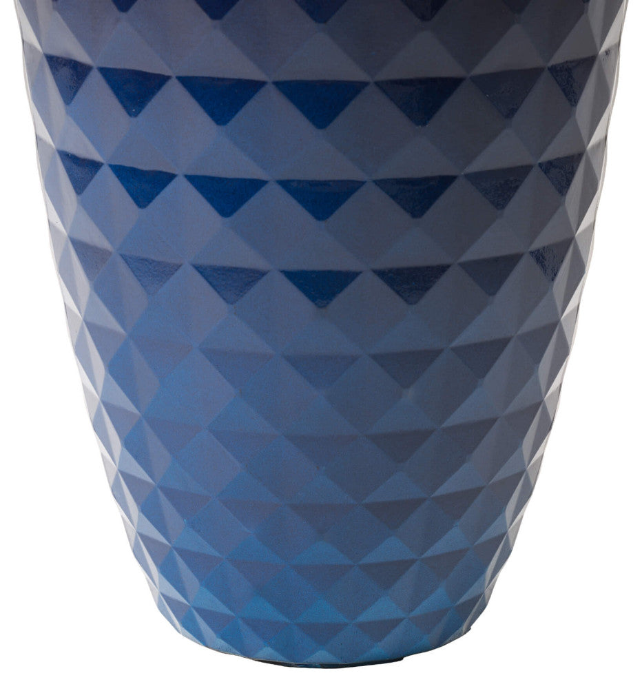 Set of 2 Eco-Friendly PE Faux Ceramic Textured Planters, Cobalt Blue