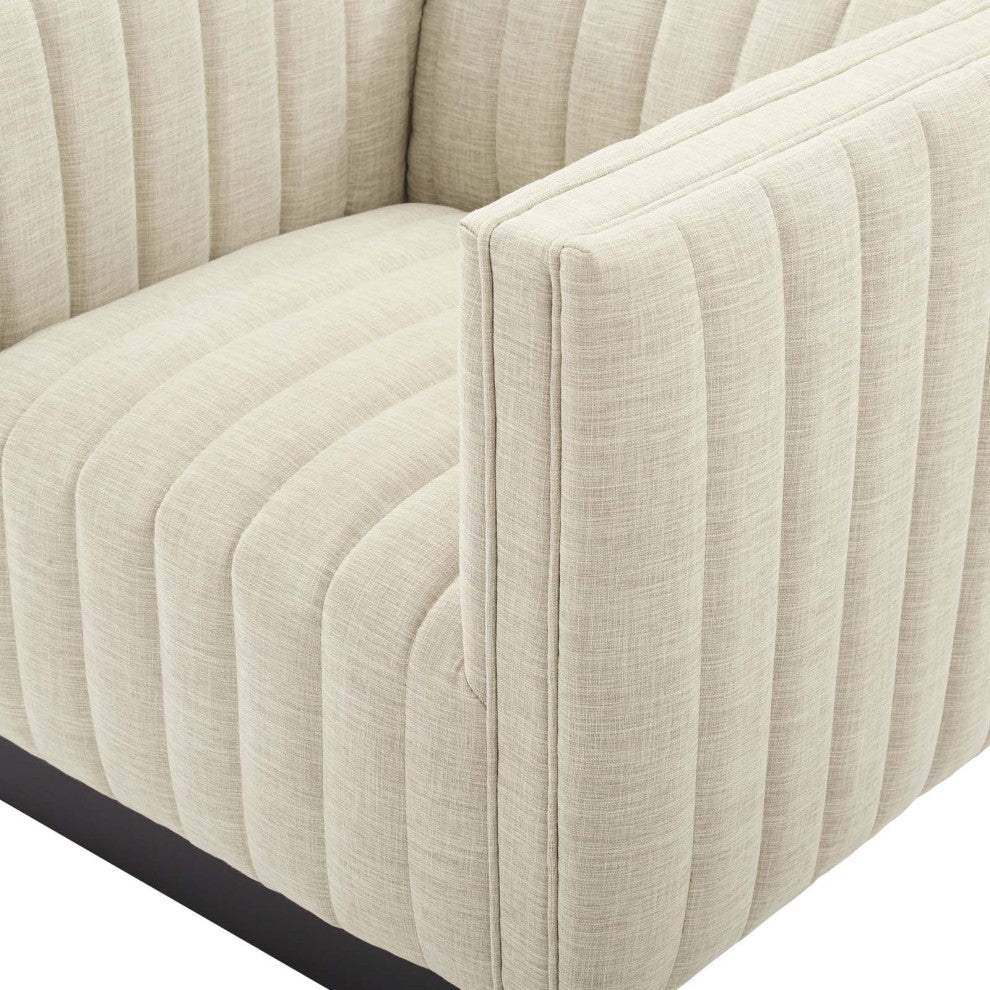 Tufted Armchair Accent Chair, Set of 2, Fabric, Beige, Modern, Lounge