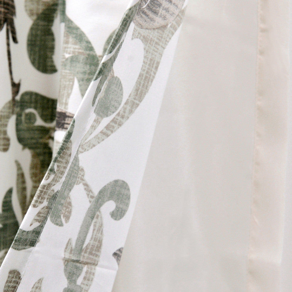 Printed Microfiber 2 Piece Curtain Set, Brown Aqua, 60" X 96"