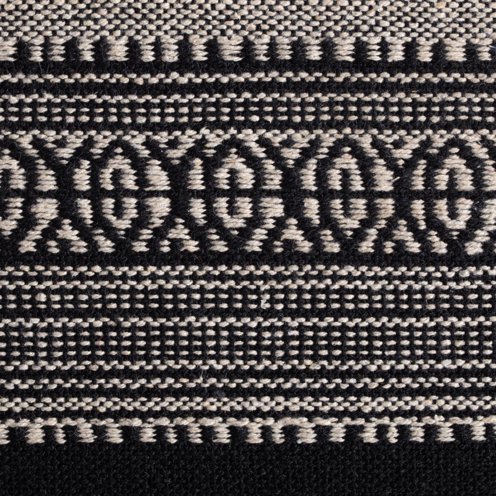Wydown 22" x 22" x 16" Black and Ivory Pouf