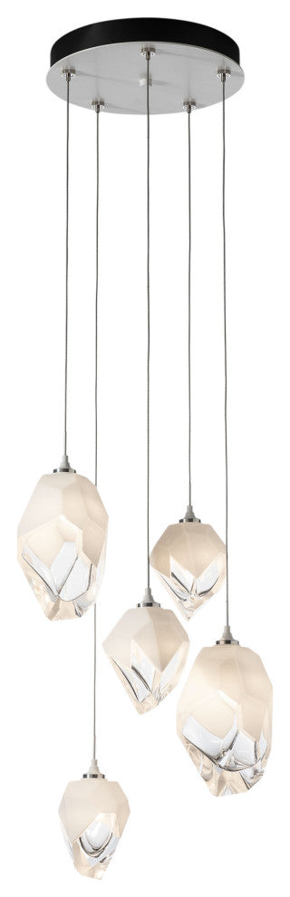 Chrysalis 5-Light Mixed Crystal Pendant White Finish- Long, White Crystal